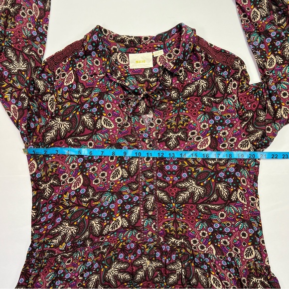 Anthropologie Maeve Janie Flounced Peasant Blouse - purple paisley/floral, L - Picture 9 of 12